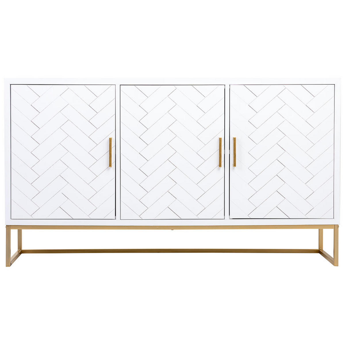 SIDEBOARD mit 3 türiges aus holz und metall 160x41x90 cm - Weiß, Holz (160/90/41cm) - Wanderlust
