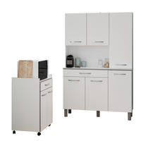 KÜCHENMÖBEL Season 1 in Weiß und Grau 2teilig Buffet Küchenschrank - Weiß, Holzwerkstoff (80/200/120cm)
