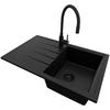 GRANITSPÜLE Mailand, 2-er set Alles Schwarz 78/50 cm 1 Becken + Küchenarmatur 40/38 cm + Ablauf-Set ab 45er Unterschrank - Schwarz, Kunststoff (78/19/50cm) - Primagran