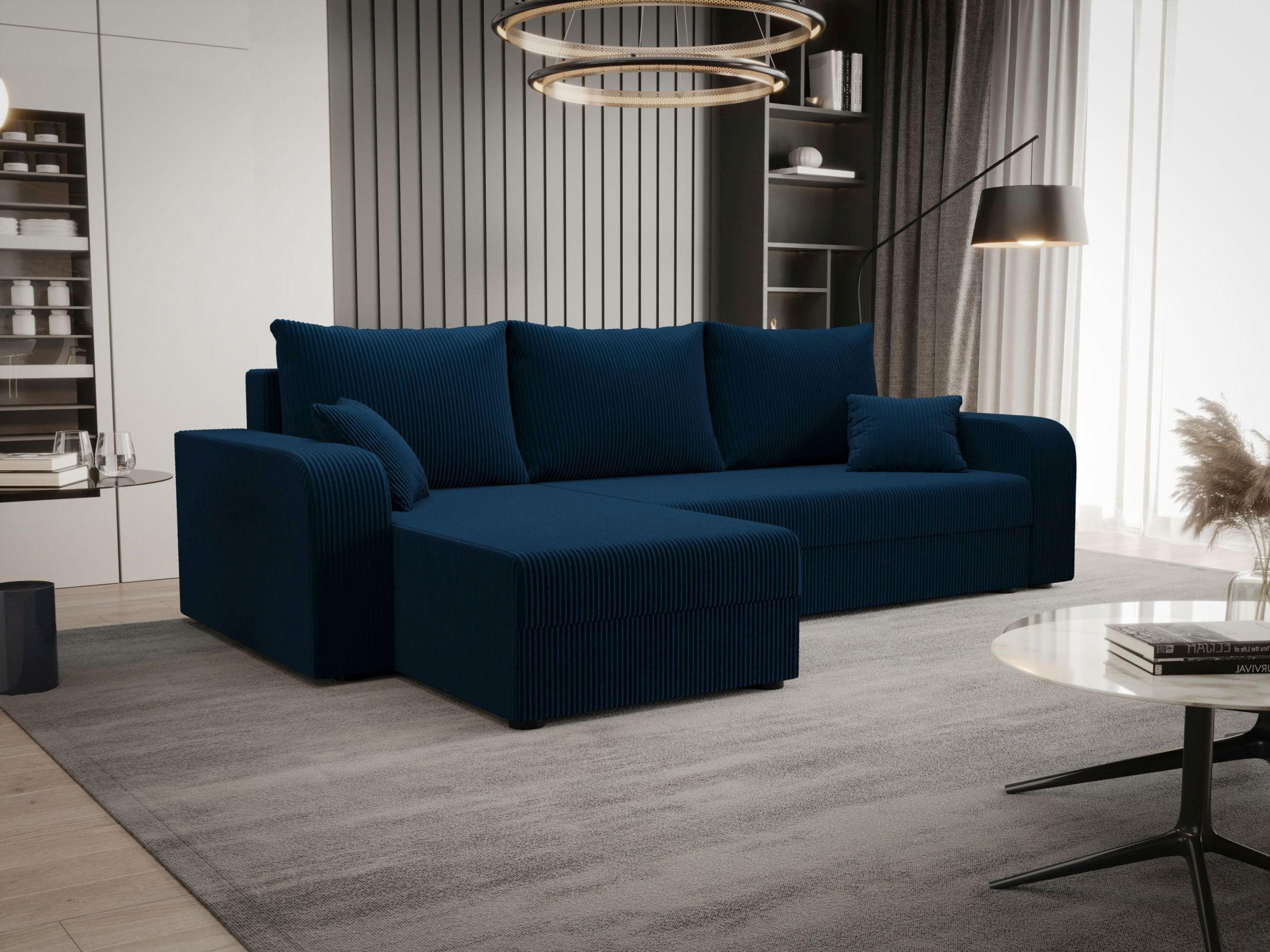 ECKSOFA HEWLET L BIS Zoom 13 Links mit Schlaffunktion - Dunkelblau, Textil (240/140cm) - Bedante