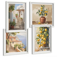 BILDER SET 4er Set - 50x50 cm & 40x60 cm Weißer Rahmen - Lemon Streets Meerblick - Weiß, Kunststoff (50/50cm) - TULUP
