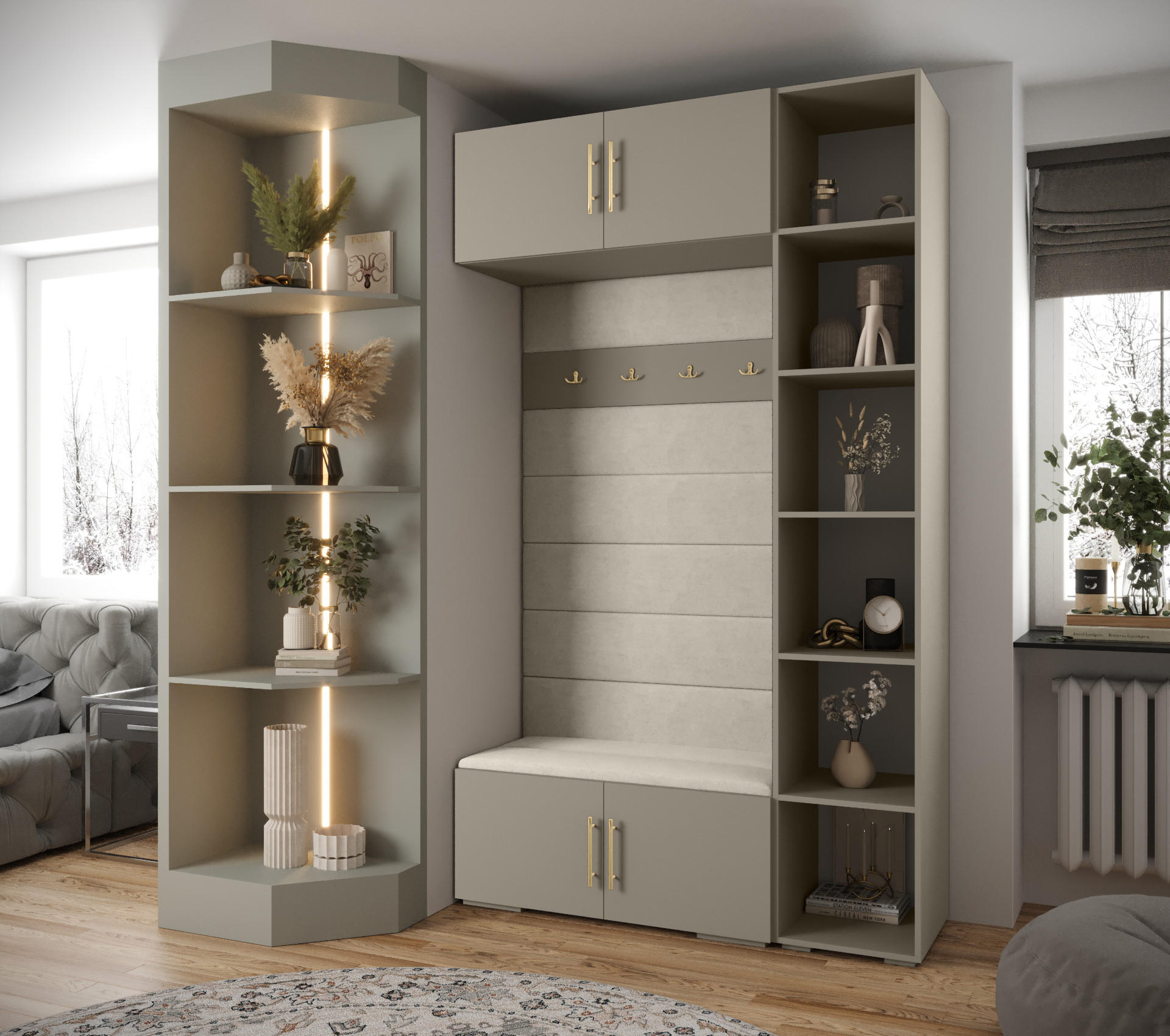 GARDEROBEN-SET 236,7/140/47 - Kaschmir/Beige, Holz/Metall (140/236.7/47cm) - Abiks Möbel