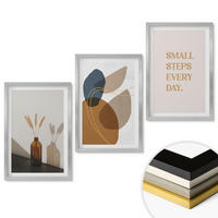 WANDBILDER 3er Set - 40x60 cm Silberner Rahmen - Set abstrakter Formen - Silberfarben, Kunststoff (40/60cm) - ArtPrintCave