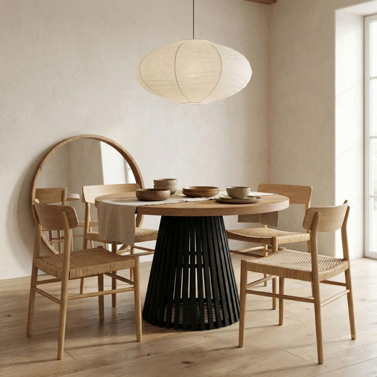 ESSTISCH runder ausziehbarer Tisch für Esszimmer DOVER 100 / 150 cm, Farbe: Eiche Craft Golden / Schwarz - Schwarz/Braun, Holz (150/100/77cm) - Dekori_Interiors