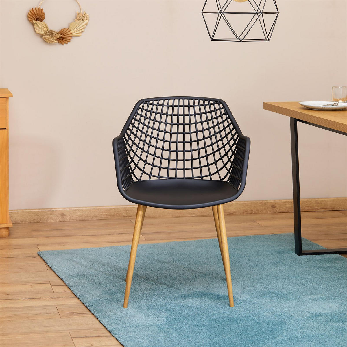 ESSZIMMERSTÜHLE LUCIA 4ER-SET - Schwarz/Sonoma Eiche, Textil (58/85/55cm) - IDIMEX