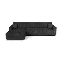 LINKSECK-SCHLAFSOFA mit Stauraum Cord Schwarz 297cm - Schwarz, Textil (297/167cm) - Premium Interiors