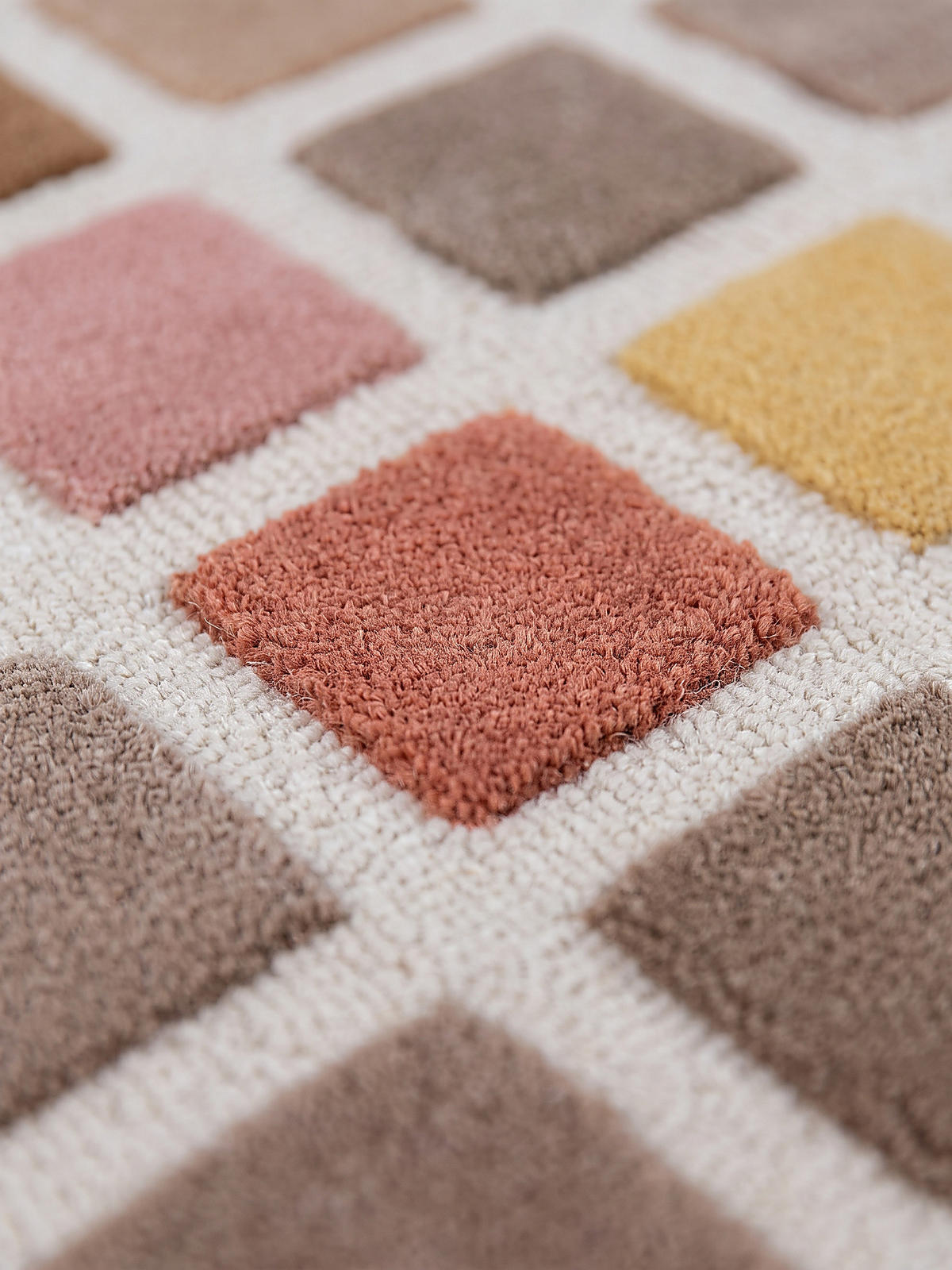TEPPICH aus Wolle, handgetuftet, HAMPS, in Rosa, Quadratraster, 160 x 230 cm - Rosa, Textil (160/230cm) - KADIMA DESIGN