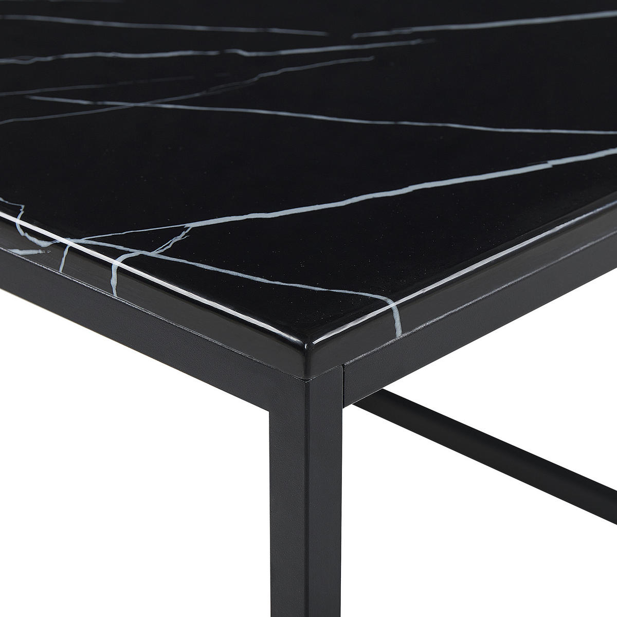 COUCHTISCH Marmor Optik schwarz rechteckig 60/100 cm Delano - Schwarz, Holzwerkstoff (60/100/45cm) - Beliani