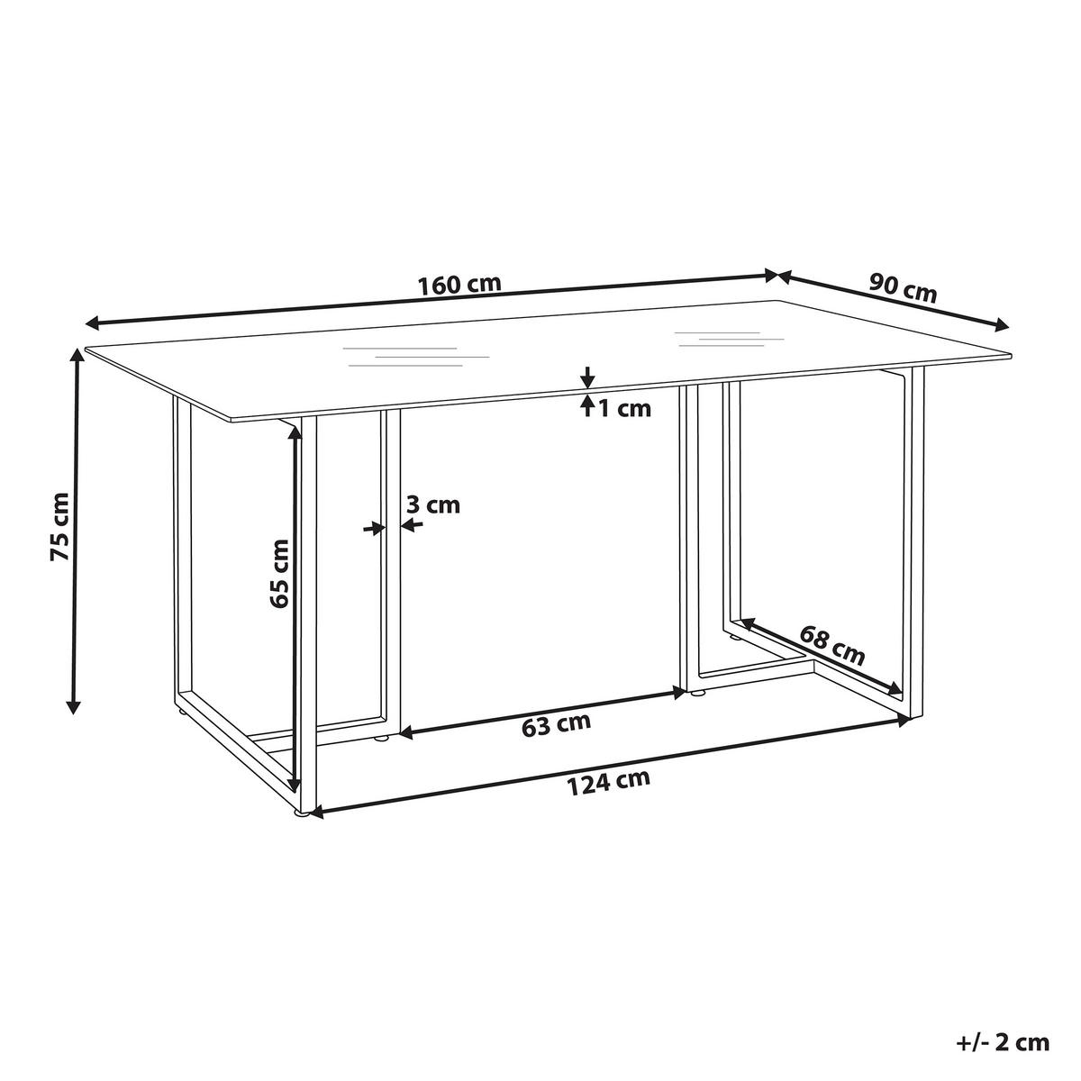 ESSTISCH 160/90/75 cm Silberfarben Rechteckig Envia - Silberfarben, Glas (160/90/75cm) - Beliani