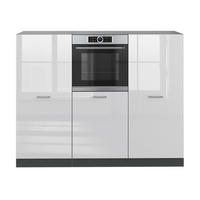 KÜCHENBLOCK R-Line Weiß Hochglanz/Anthrazit 180 cm ohne Arbeitsplatte - Weiß Hochglanz/Anthrazit, Holzwerkstoff (180/143/46cm) - Vicco