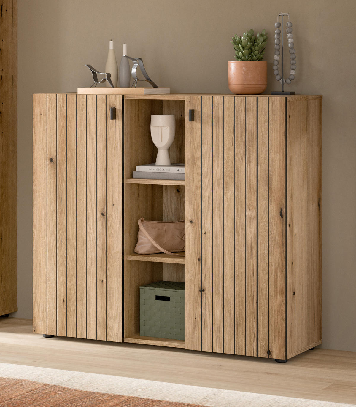 SCHUHKOMMODE Luv (B/H/T: ca. 106/96/37 cm) in Evoke Oak Nachbildung/Evoke Oak Nachbildung - Eichefarben, Holzwerkstoff (106/96/37cm)