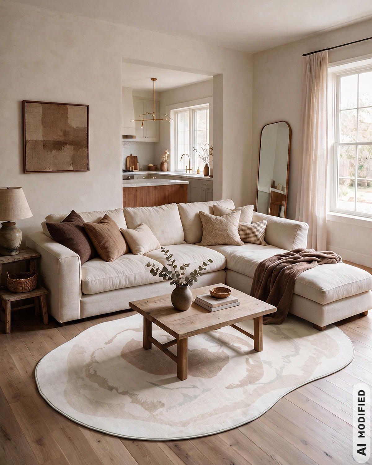 TEPPICH Bova Nello Mazovia Unregelmäßige Form 120x160cm Beige Weiß Abstrakt Kurzflor - Beige, Textil (120/160cm) - Mazovia