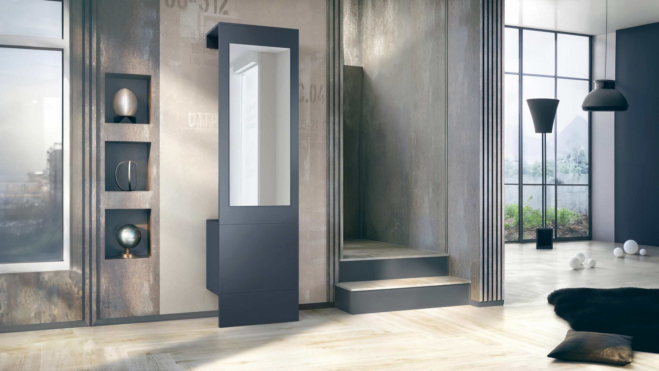 GARDEROBE Carlton Royal Blau - Dunkelblau, Holzwerkstoff (52/193/35cm) - Vladon