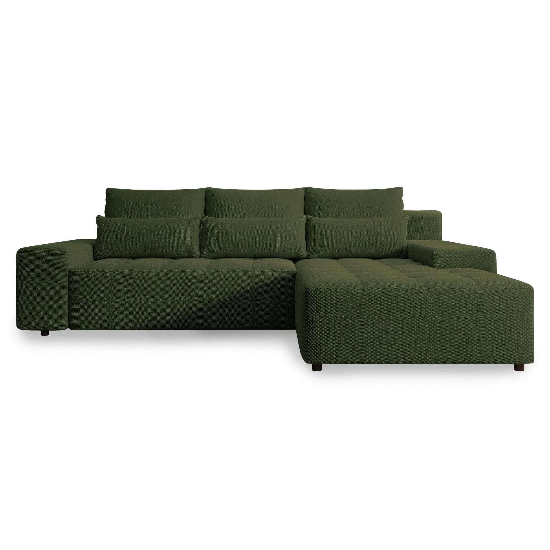 ECKSOFA Neluro Olivgrün Chenille wasserabweisend - Schwarz/Olivgrün, Kunststoff/Textil (268/184cm) - Selsey