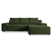 ECKSOFA Neluro Olivgrün Chenille wasserabweisend - Schwarz/Olivgrün, Kunststoff/Textil (268/184cm) - Selsey