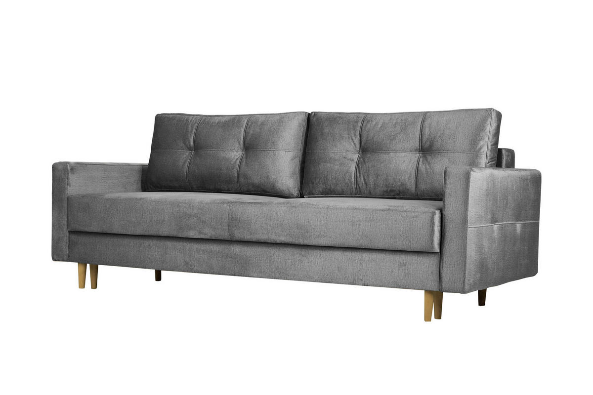 SCHLAFOSOFA Floro 3-Sitzer Stoff Monolith Silber - Silberfarben, Holz/Textil (227/92/98cm) - Kaiser Möbel