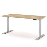 SCHREIBTISCH Elektrisch höhenverstellbarer Schreibtisch Y-Line Eiche Natura Weißaluminium 160/80/62-127cm - Weiß Hochglanz/Silberfarben, Holzwerkstoff/Metall (80/160/127cm) - ASSMANN
