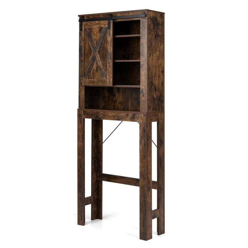 Costway Toilettenschrank Braun 67x169x25 cm