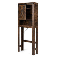 TOILETTENSCHRANK mit Schiebetür braun - Braun, Holzwerkstoff (67/169/25cm) - COSTWAY