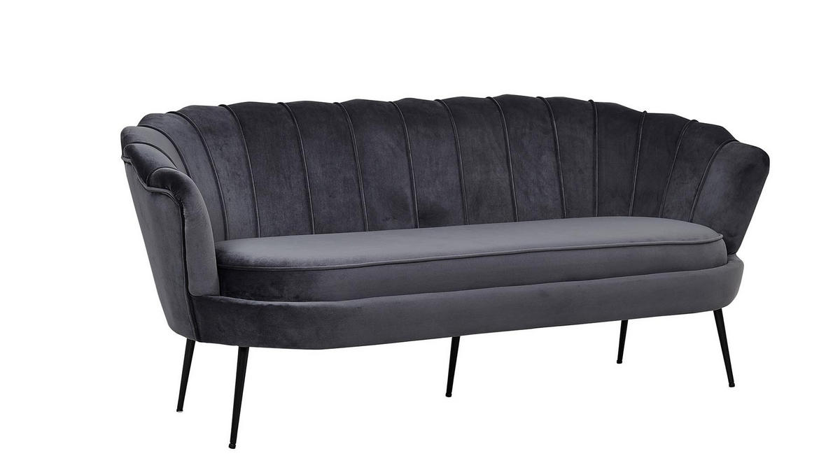 3-SITZER-SOFA Velours grau - Grau, Textil (181/79/78cm) - ebuy24