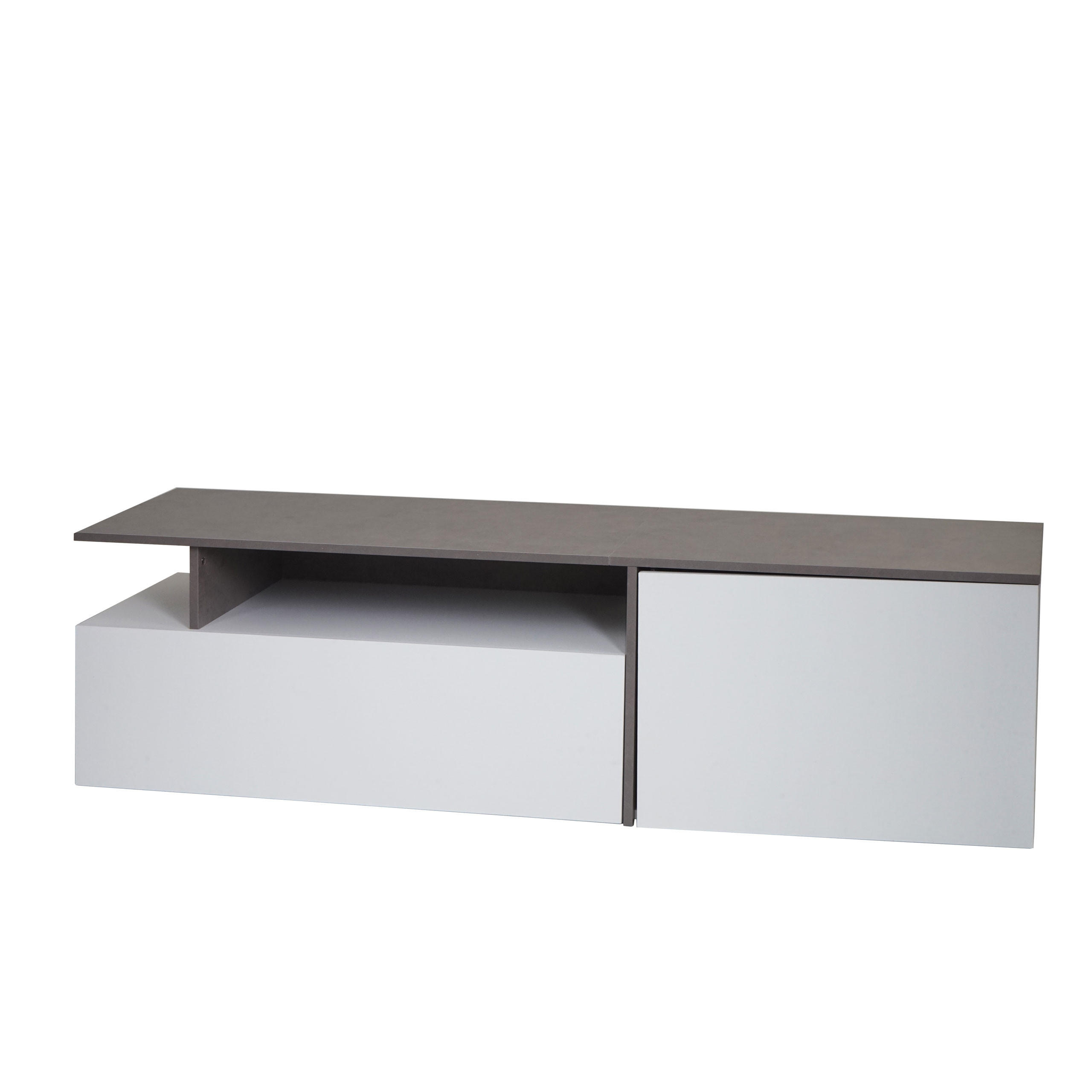 TV-RACK Beton Dekor, weiß - Weiß/Grau, Holz (161/45/40cm) - MCW