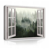 LEINWAND BILDER Fenster Wald Wohnzimmer 80x60 - Multicolor, Holzwerkstoff (80/60cm) - Wallarena