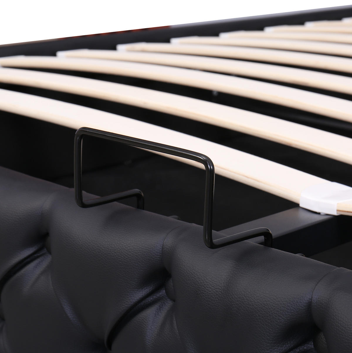 POLSTERBETT mit Bettkasten und LED 180x200 cm PU Black - Schwarz, Metall (180/200cm) - Meubliv