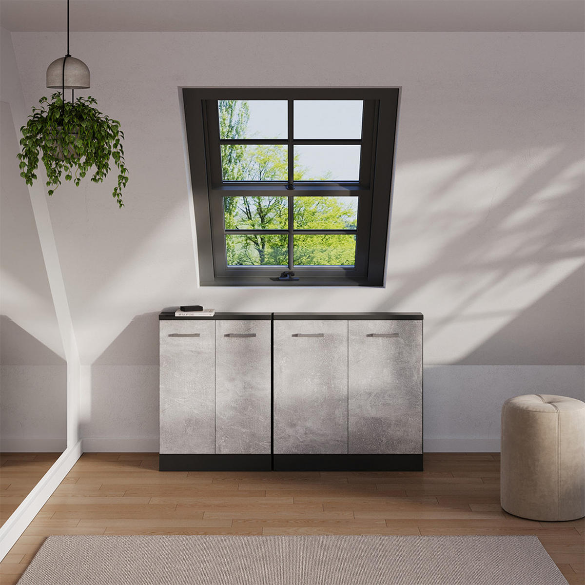 ŠIKMÁ SKŘÍŇ Rion Beton/antracit - šedá, kompozitní dřevo (80/81.6/46cm) - Vicco