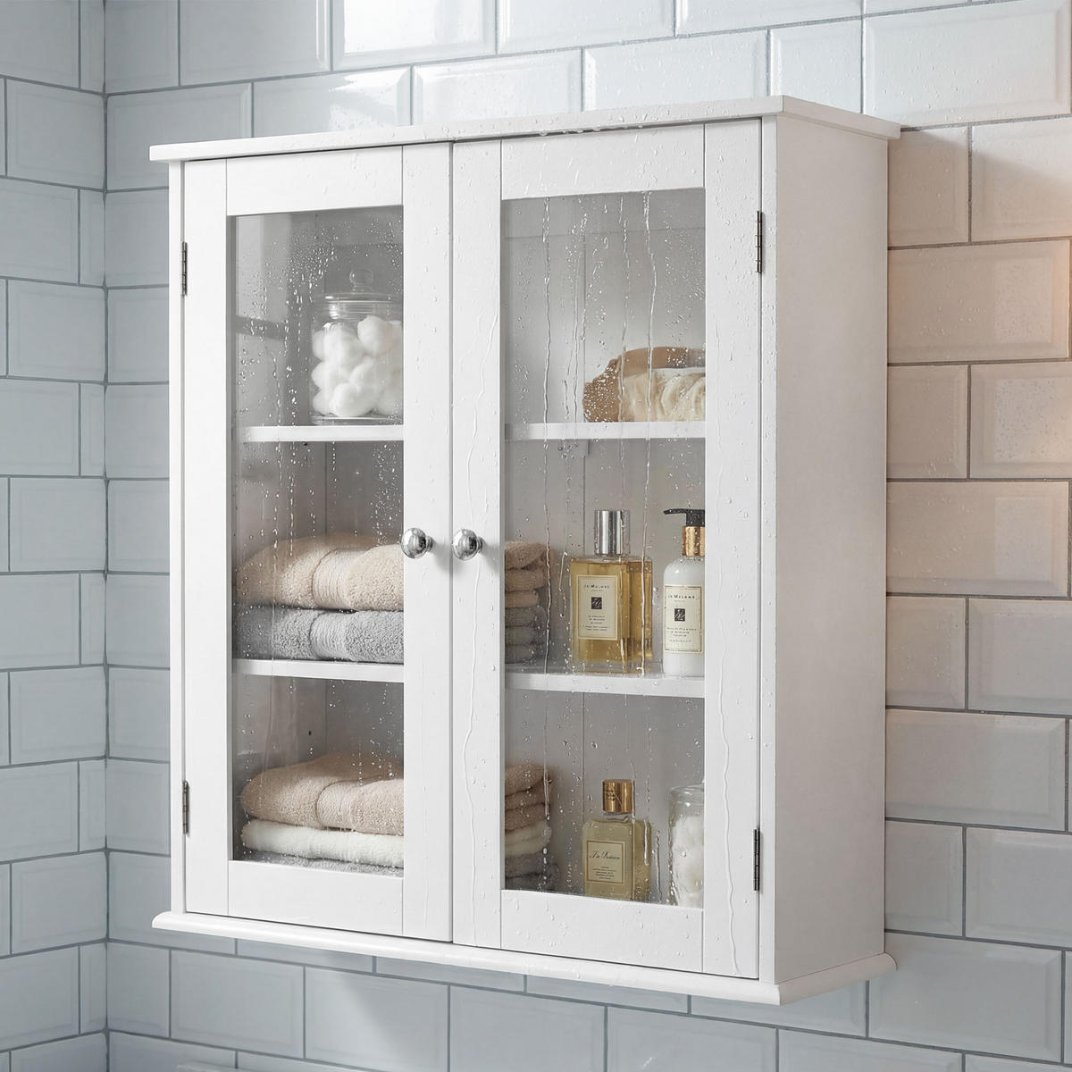 HÄNGESCHRANK DE-15926 mit 2 Glastüren Weiß - Weiß, Holzwerkstoff (20/65/55cm) - ComfortXL