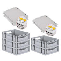 EUROBOX 5x Nextgen Economy Mit Scharnierdeckel Grau/Gelb Griffe Offen 11 Liter - Gelb, Kunststoff (30/12/40cm) - PROREGAL