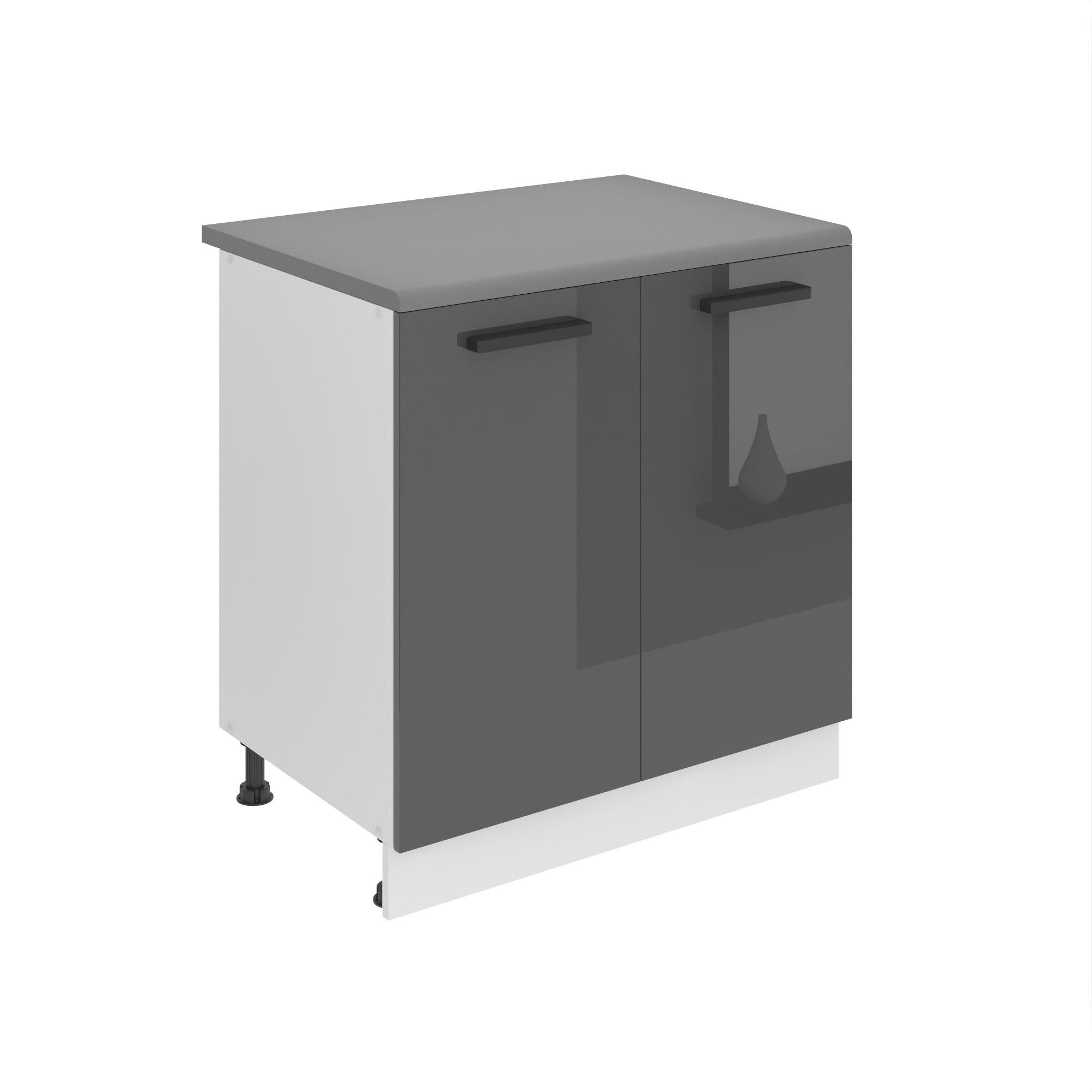 B BELINI GROUP KUCHYŇSKÁ SPODNÍ SKŘÍŇKA 80 cm SD s pracovní deskou, 2 dvířka, Stříbrná lesklá