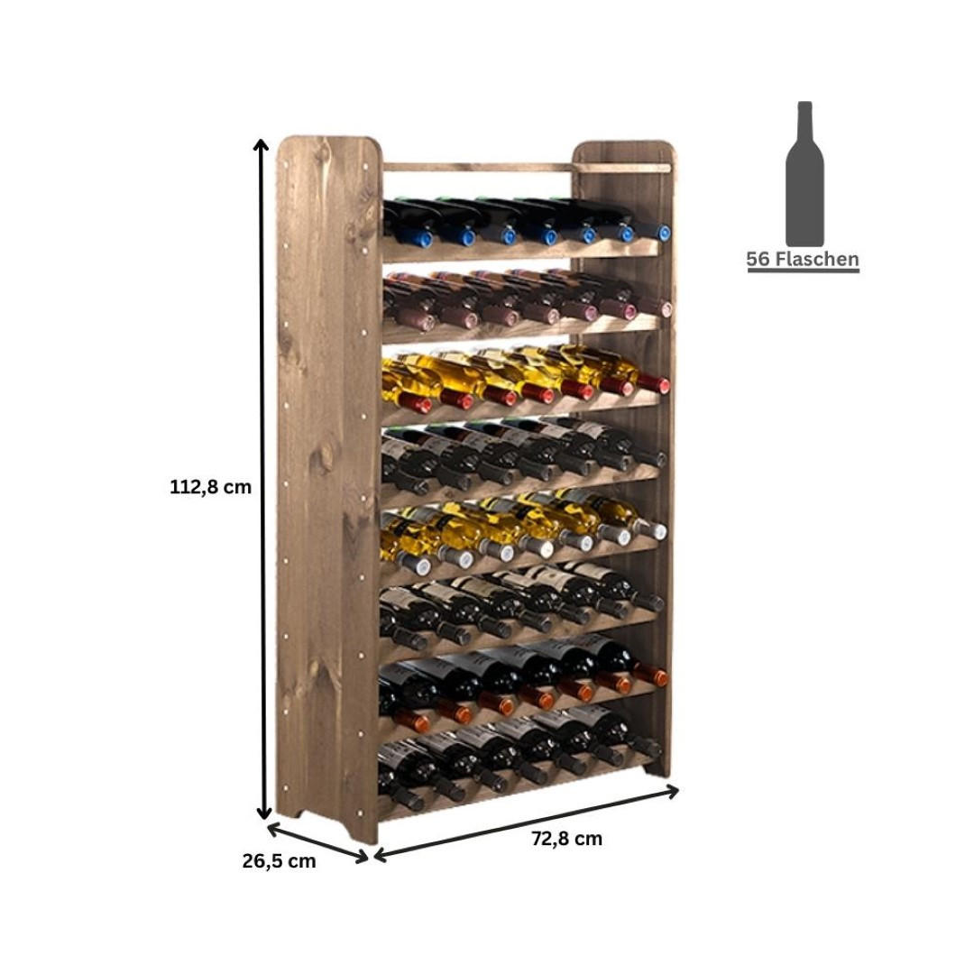 WEINREGAL Pinotwine C 112,8x72,8x26,5 cm 56 Flaschen Massives Kiefernholz Braun Geölt - Braun, Holz (72.8/112.8/26.5cm) - PROREGAL