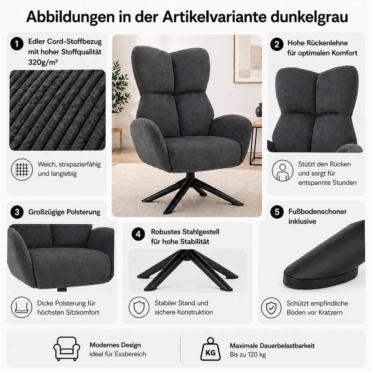 ESSZIMMERSTUHL Dunkelbraun 2er-Set - Dunkelbraun, Textil (72/106/71cm) - MCW