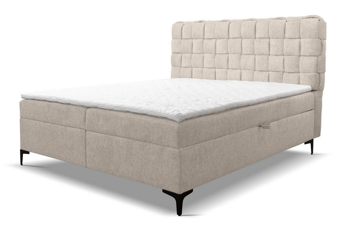 BOXBETT ROMA mit zwei Bettkästen H2/H3 Matratze und Topper 140 x 200 cm - Beige, Holzwerkstoff (140/200cm) - VENASI MÖBEL