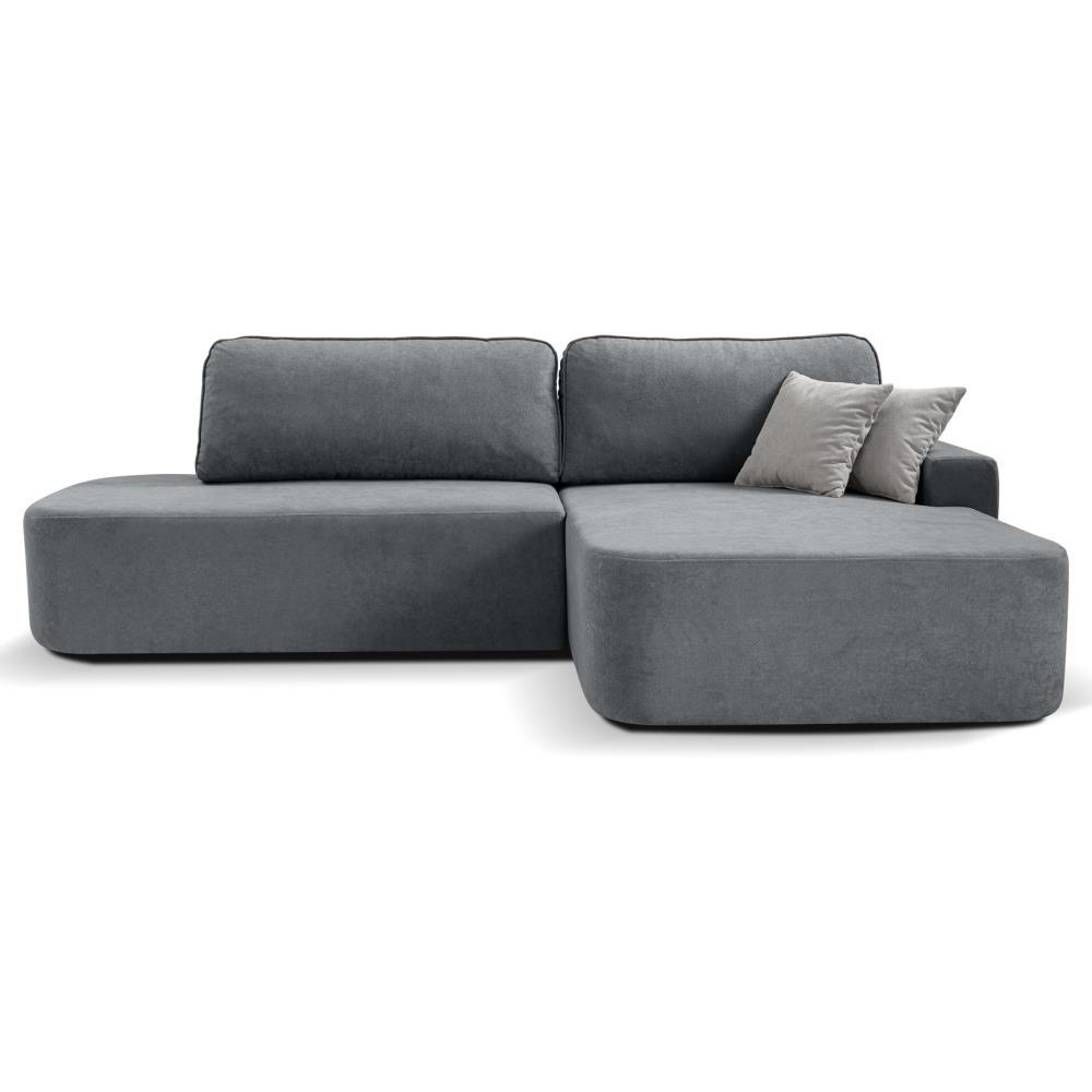 ECKSCHLAFSOFA Gavi grau velours rechts - Grau, Textil (269/171cm) - Beautysofa
