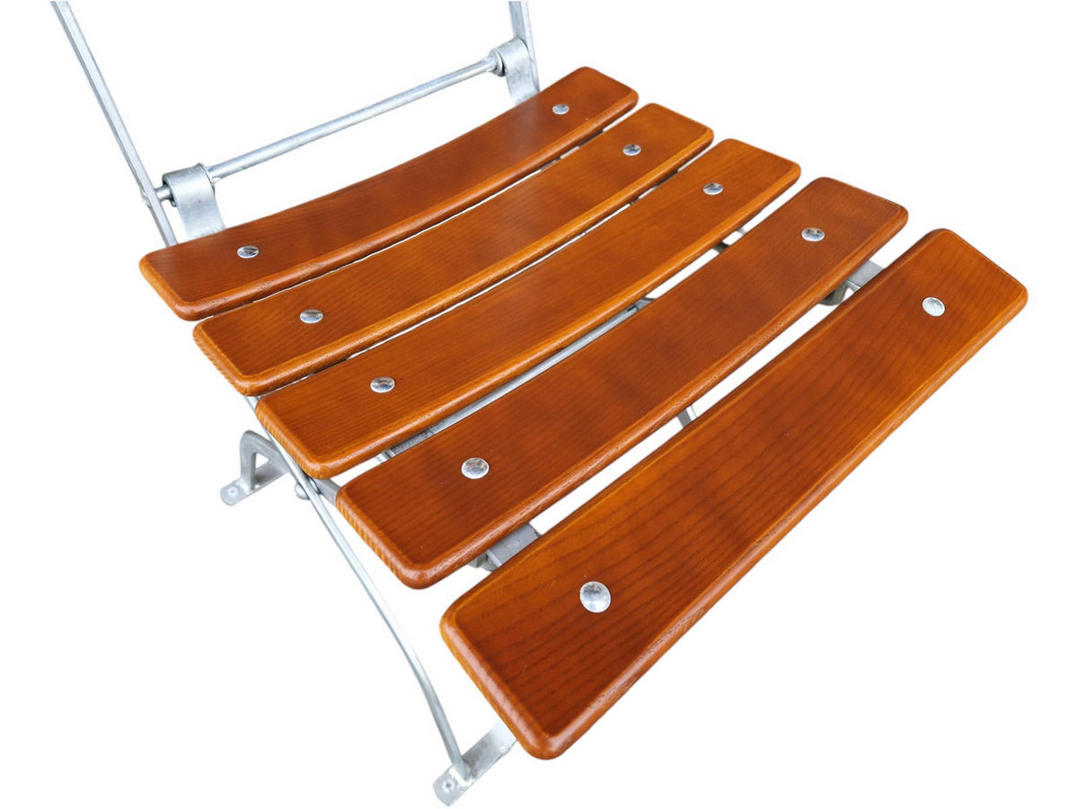 BIERGARTENSTUHL BERGWIESE 1-Sitzer 89x40x42cm Eschenholz Silber/Braun - Braun, Holz (40/89/42cm) - CHEFGASTRO