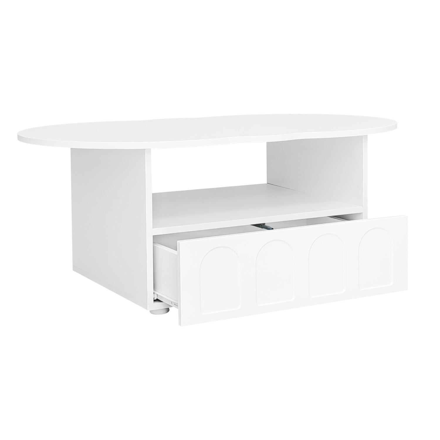 COUCHTISCH 100x60x40,5 Schubladen Stauraum - Weiß, Holz (100/60/40.5cm) - Kaket