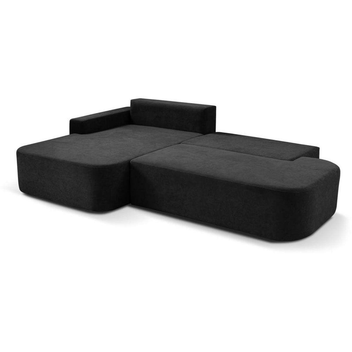 ECKSCHLAFSOFA Gavi schwarz velours links - Schwarz, Textil (269/171cm) - Beautysofa