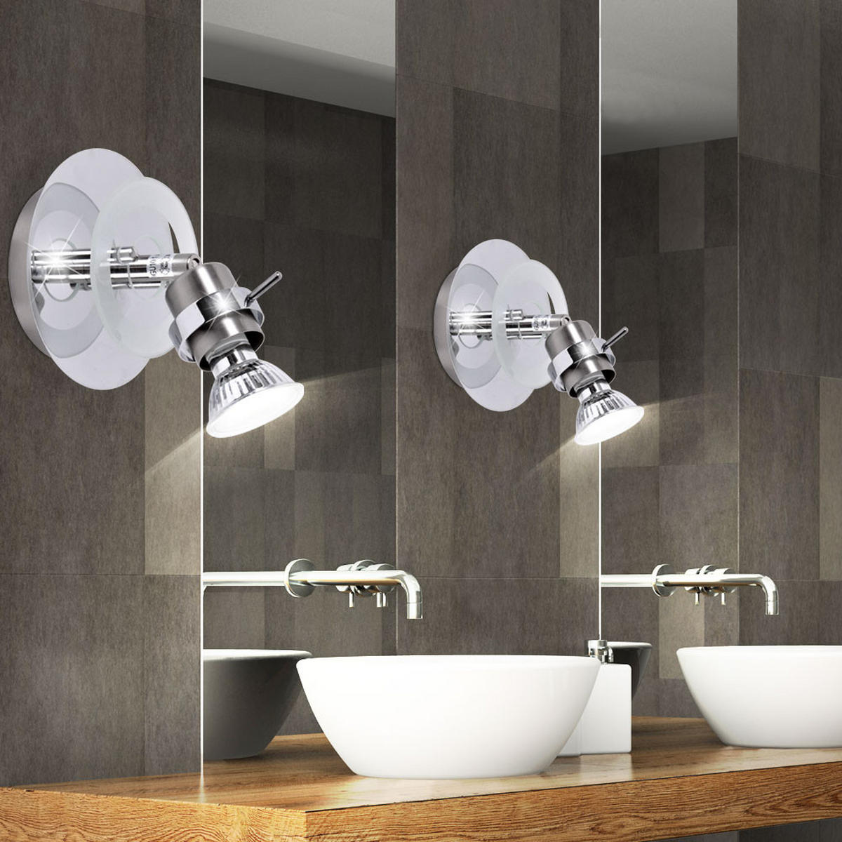 LED WANDLEUCHTE RINGO Silber Glas - Silberfarben, Glas (12/15/15cm)