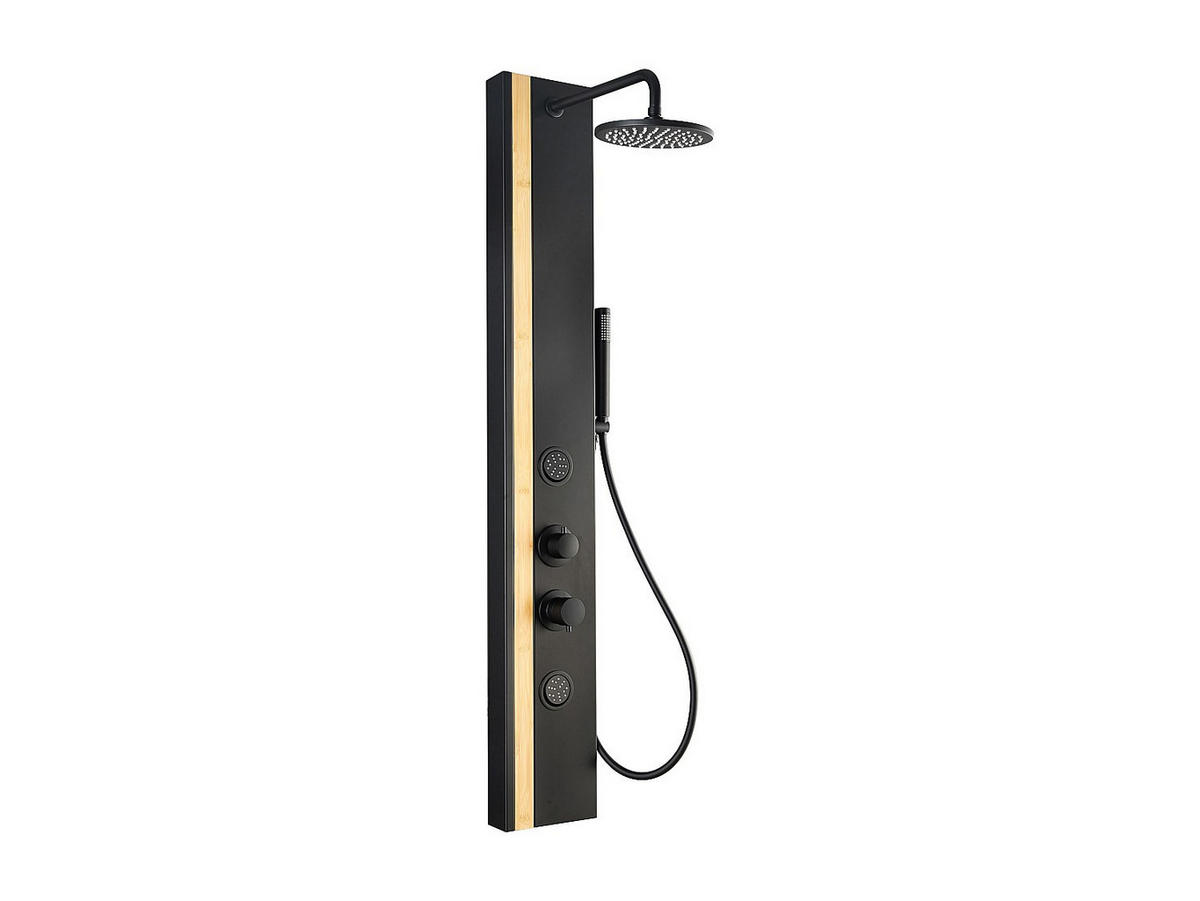 DUSCHSÄULE - 20 cm x 40 cm - metall - schwarz, naturfarben hell Orleta - Schwarz/Naturfarben, Holz/Metall (20/140/40cm) - Vente-Unique
