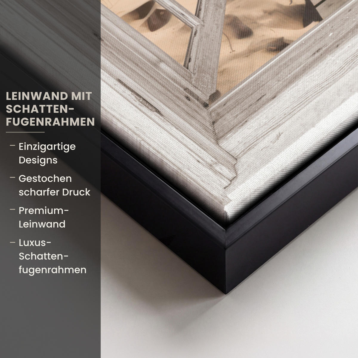 LEINWAND Bilder mit Rahmen - Fenster - Meer - Küste - Natur - Ausblick - Strand - Wattenmeer - 60x80 - Beige, Textil (60/80cm) - MuchoWow