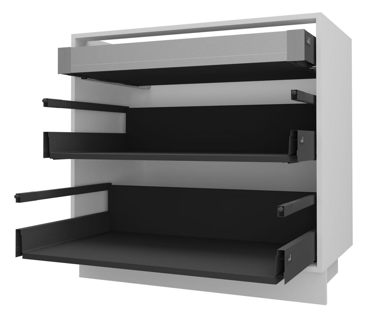 SCHUBLADENUNTERSCHRANK Brerra D2A/90/1A Korpus weiß / Front RAL 9001 creme Hochglanz 90 / 50 / 82 cm - Creme/Weiß, Holz/Holzwerkstoff (90/82/50cm) - Feldmann-Wohnen