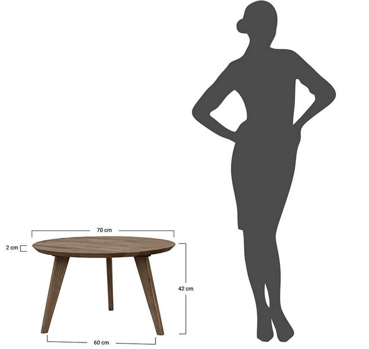 COUCHTISCH Orbetello Eiche Tabacco 70 / 70 / 41,5cm - Dunkelbraun, Holz (70/70/41.5cm) - Feldmann-Wohnen