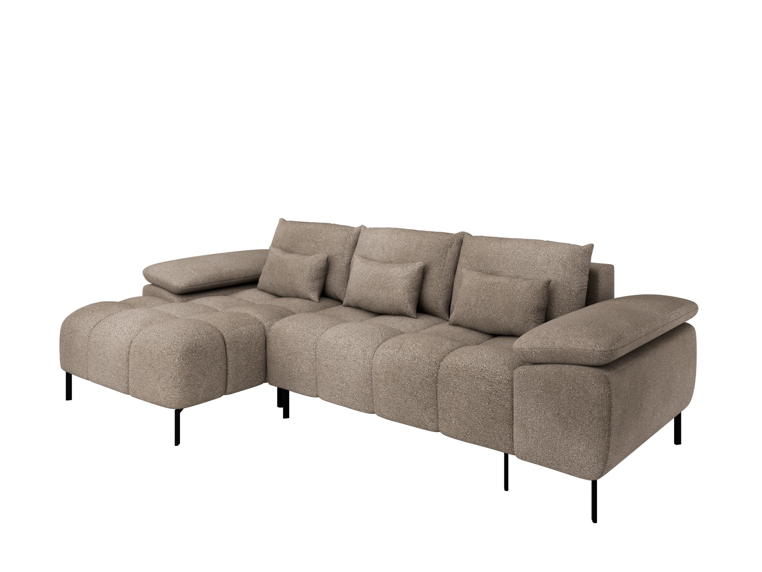 ECKSCHLAFSOFA 4-Sitzer DOLUS – Modernes Ecksofa mit Schlaffunktion Links montierbar , Taupe - Taupe, Holz (141/277cm) - Panda Möbel