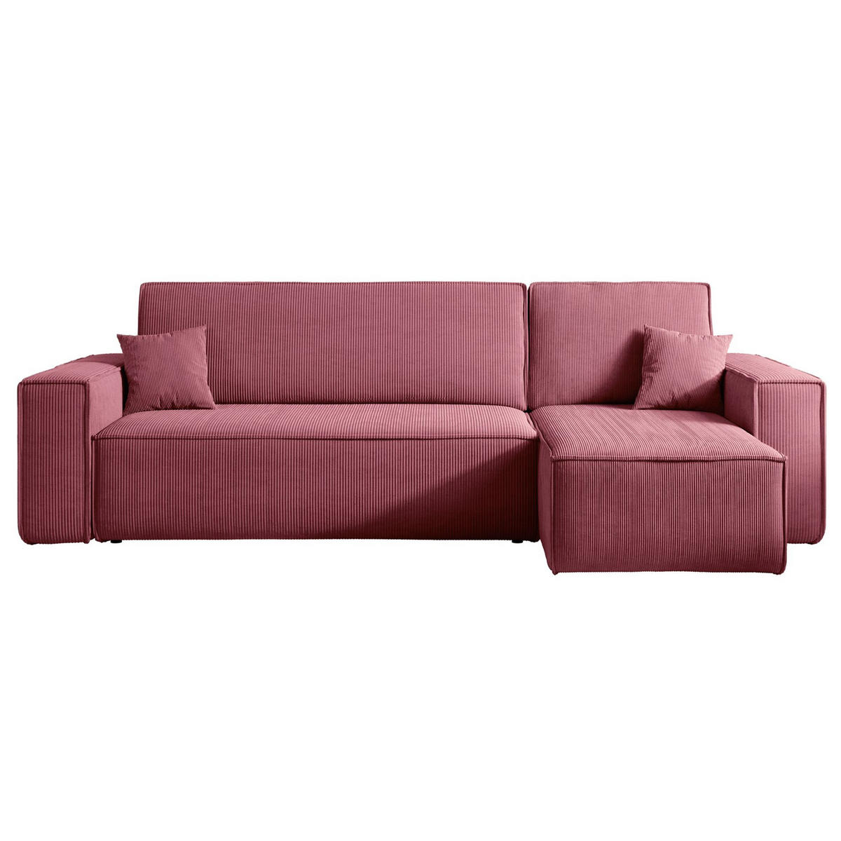 ECKSOFA Scarlo Dunkelrosa Cordbezug - Dunkelrosa/Schwarz, Kunststoff/Textil (244/145cm) - Selsey