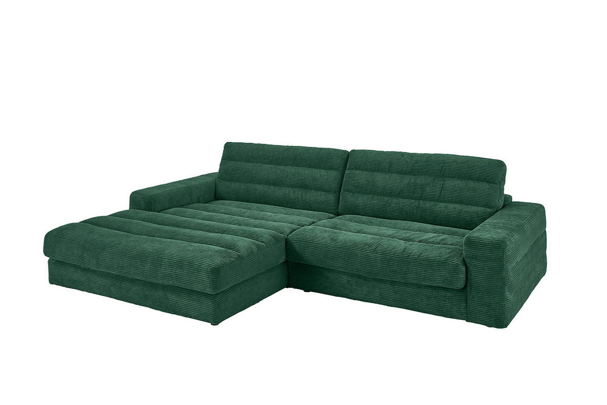 ECKSOFA LANA SOFA Smaragdgrün Cord - Smaragdgrün/Schwarz, Textil (296/205cm) - KAWOLA
