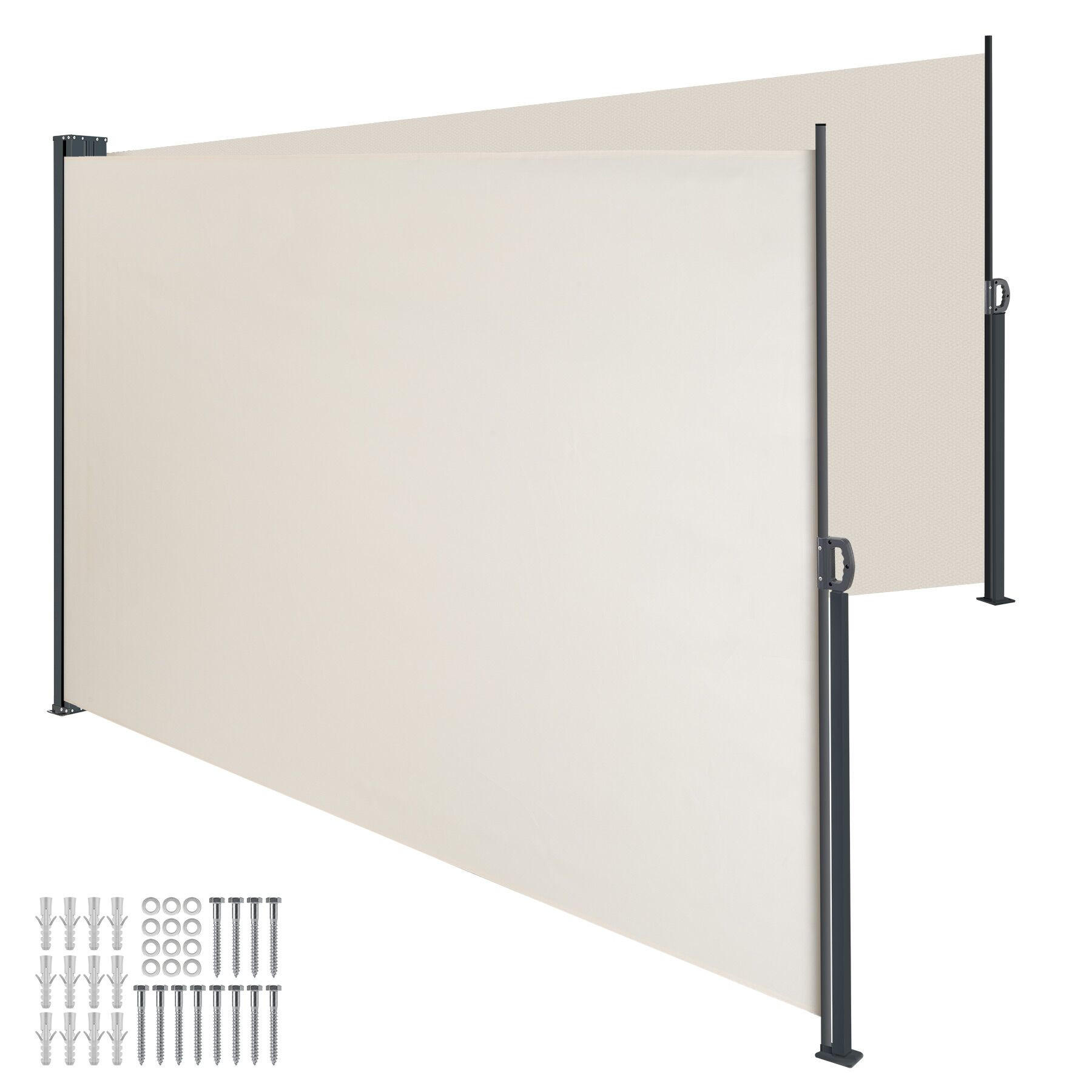 DOPPEL-SEITENMARKISE , ausziehbar, mit Aufrollmechanismus, beige - Beige, Textil (600/180/9cm) - tectake