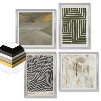 WANDBILDER 4er Set - 50x50 cm & 40x60 cm Silberner Rahmen - Formmuster in Grün - Silberfarben, Kunststoff (50/50cm) - ArtPrintCave