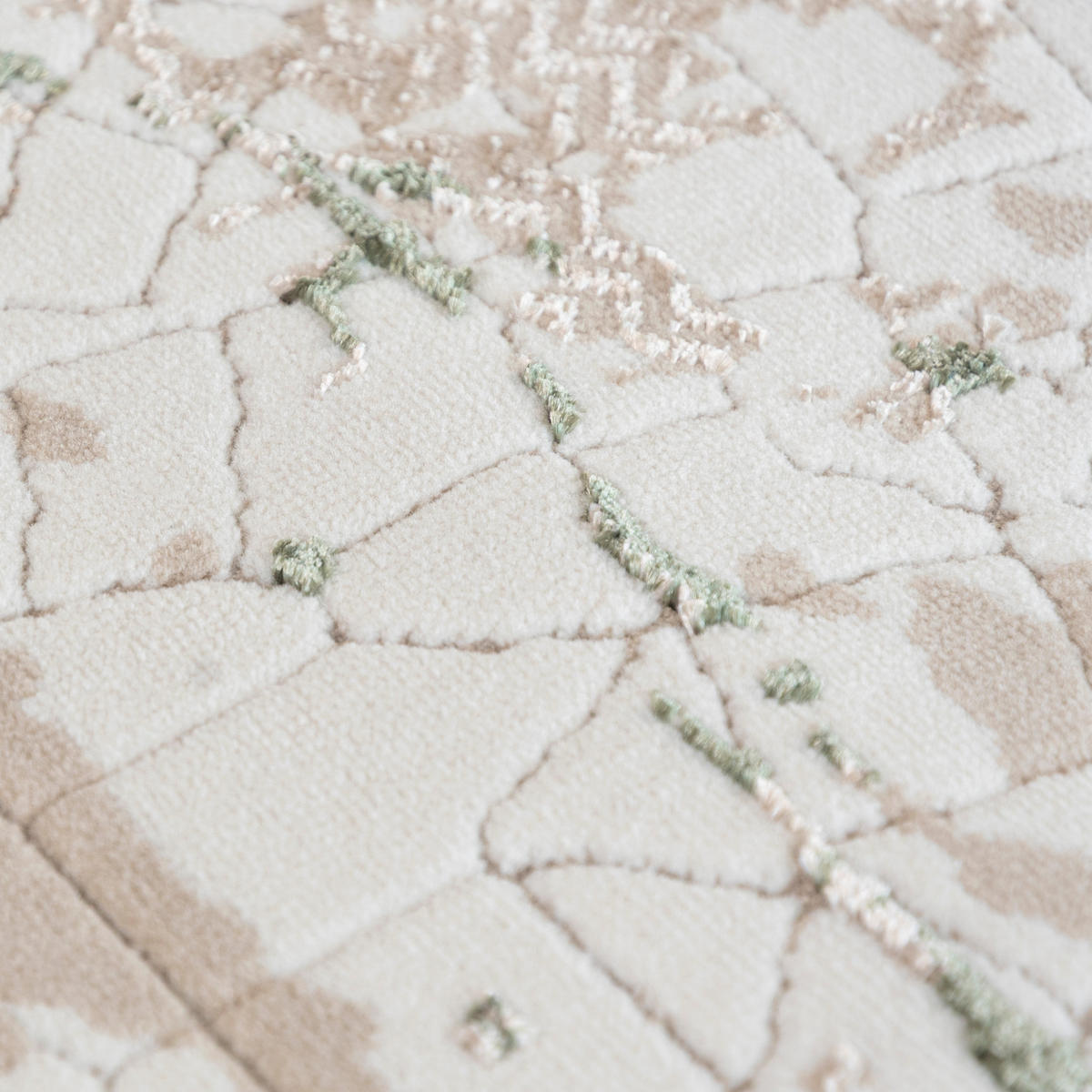 MAZOVIA TEPPICH NW01A - Beige, Ecru, Grün - 80 x 150 cm - Ecru/Beige, Textil (80/150cm) - Mazovia