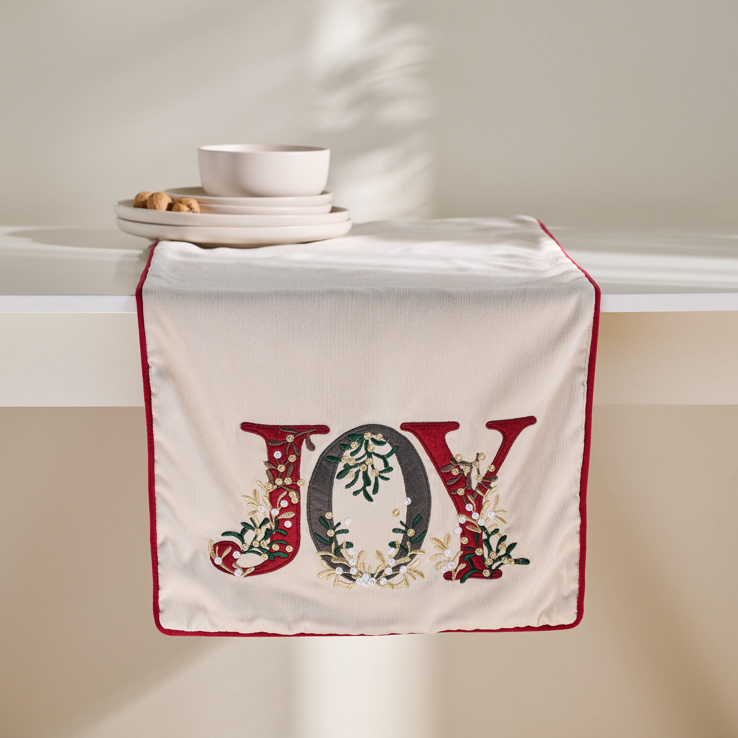 TISCHLÄUFER Bestickter JOLINO, 45x180 cm, Weiß, Weihnachten Deko Tischdecke, Christmas - Weiß, Textil (180/45/1cm) - home&you